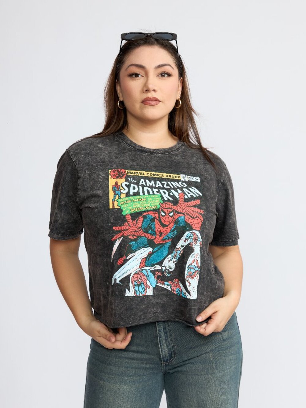 Women's Vintage Spider-Man Graphic Crew Neck Short Sleeve T-Shirt